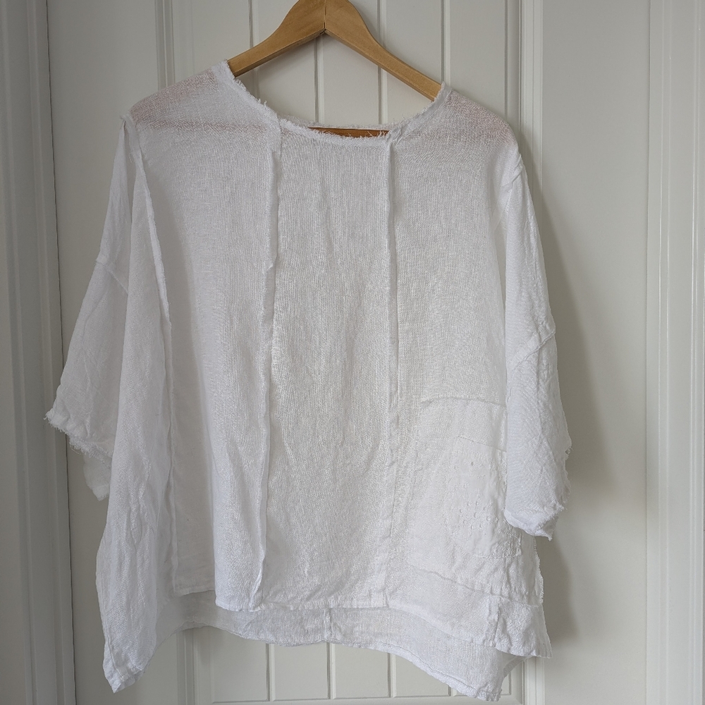 Women’s White Lightweight Linen Tunic Top Size XL